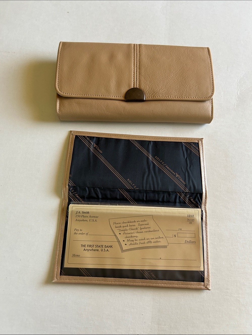 Rolfs Smooth Tan Clutch Wallet with Metal Snap - Picture 4 of 5
